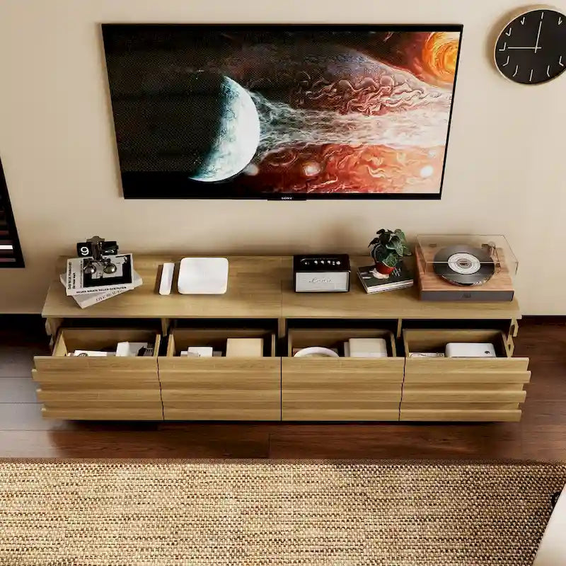 Meuble TV contemporain en bois : Design minimaliste et rangement fonctionnel