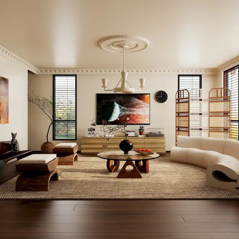 Meuble TV contemporain en bois : Design minimaliste et rangement fonctionnel