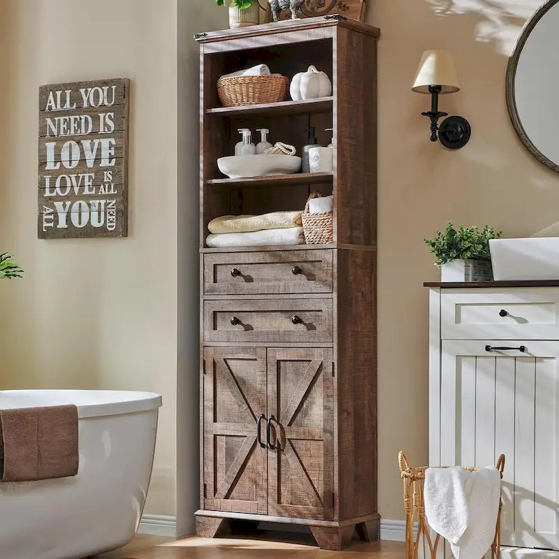 Meuble de rangement haut de salle de bain de 72 po, Meuble de rangement de style rustique - S.O.