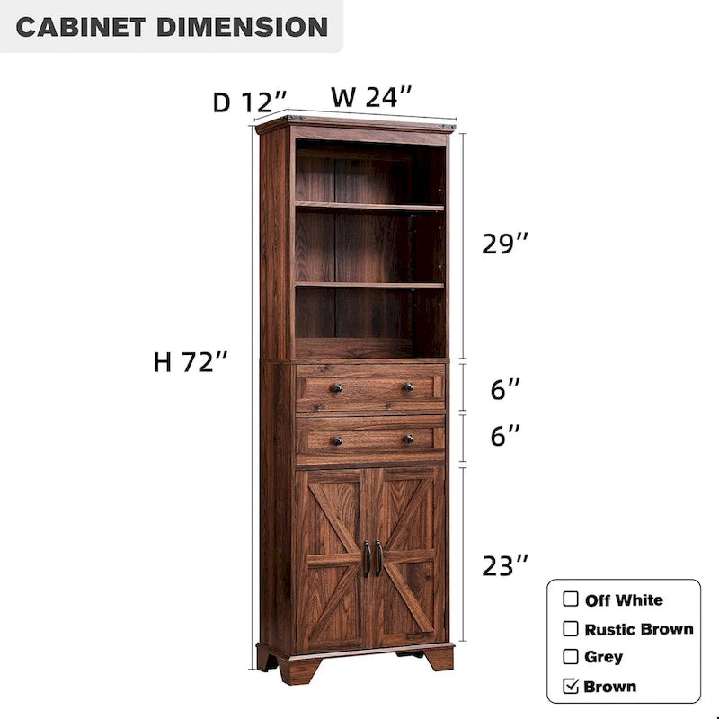 Meuble de rangement haut de salle de bain de 72 po, Meuble de rangement de style rustique - S.O.