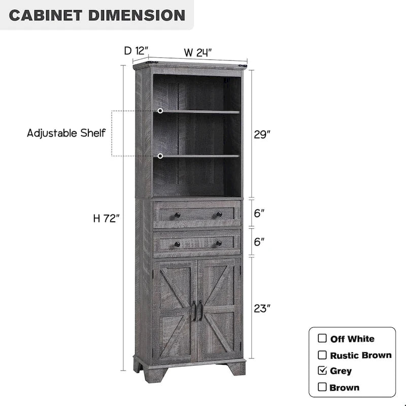 Meuble de rangement haut de salle de bain de 72 po, Meuble de rangement de style rustique - S.O.