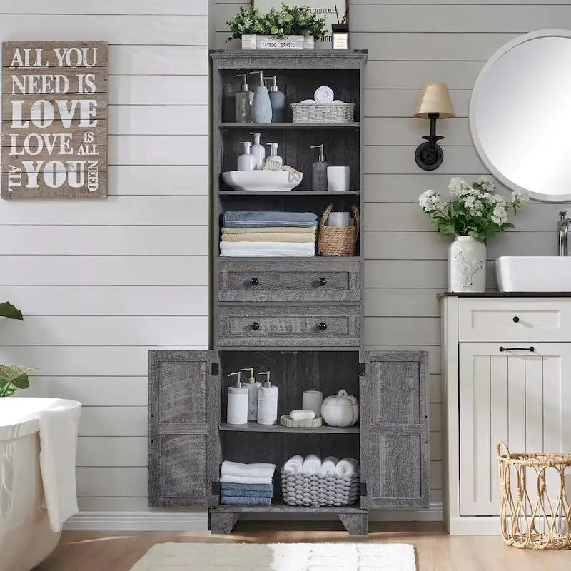 Meuble de rangement haut de salle de bain de 72 po, Meuble de rangement de style rustique - S.O.