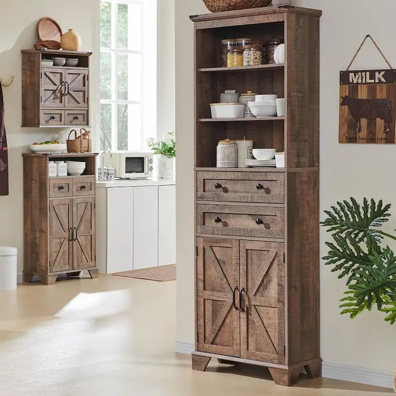 Meuble de rangement haut de salle de bain de 72 po, Meuble de rangement de style rustique - S.O.