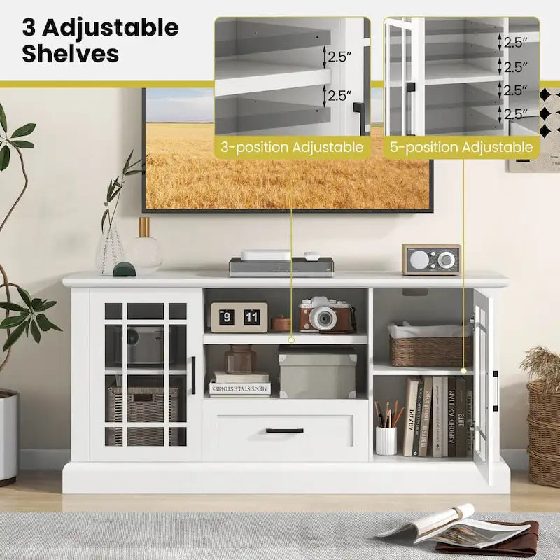 Meuble TV de ferme pour téléviseurs jusqu'à 70 po avec portes en verre