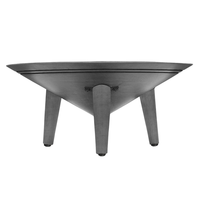 Table basse Venus 28 pouces avec 3 pieds évasés et coniques, bois de manguier gris