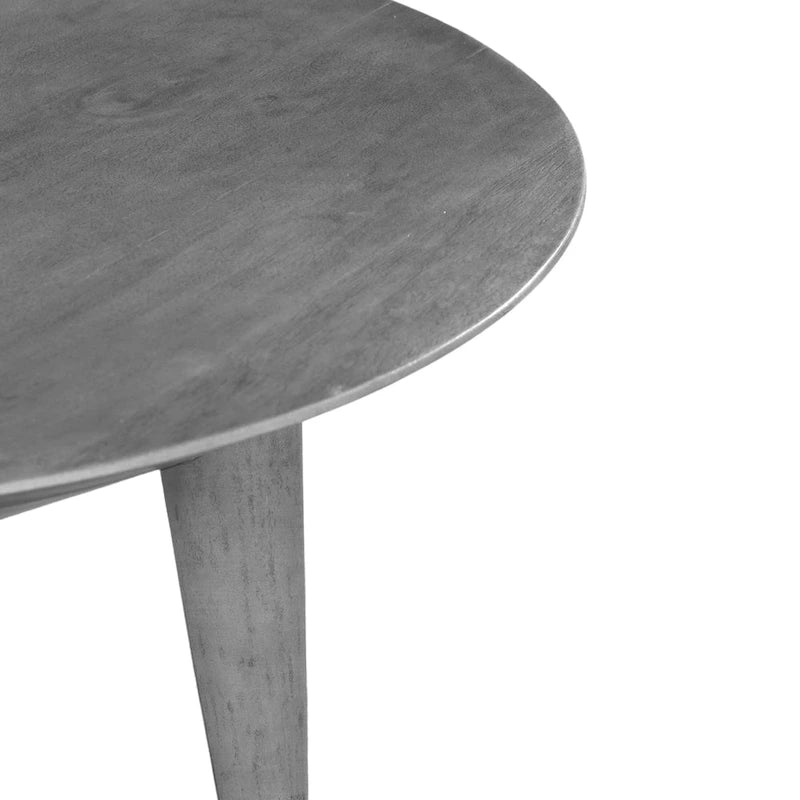 Table basse Venus 28 pouces avec 3 pieds évasés et coniques, bois de manguier gris