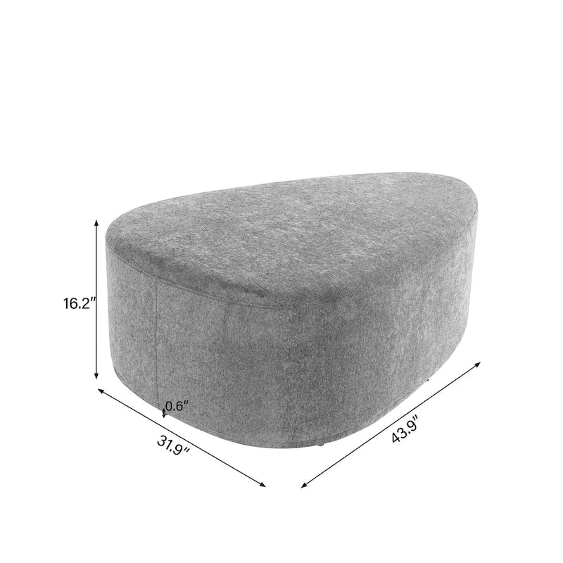 Ottoman rembourré en triangle arrondi de 43 po, grand pouf en tissu