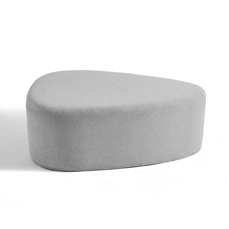Ottoman rembourré en triangle arrondi de 43 po, grand pouf en tissu