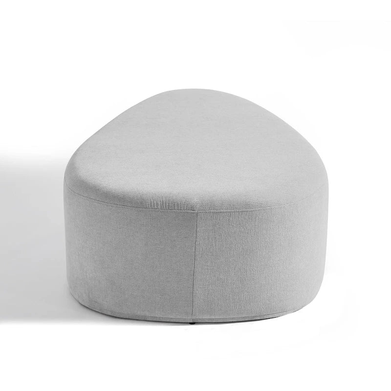 Ottoman rembourré en triangle arrondi de 43 po, grand pouf en tissu