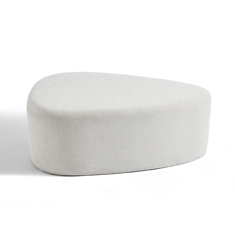 Ottoman rembourré en triangle arrondi de 43 po, grand pouf en tissu