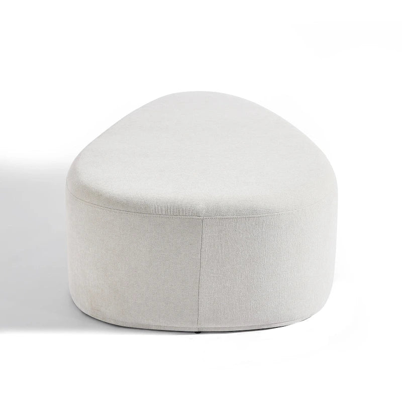 Ottoman rembourré en triangle arrondi de 43 po, grand pouf en tissu