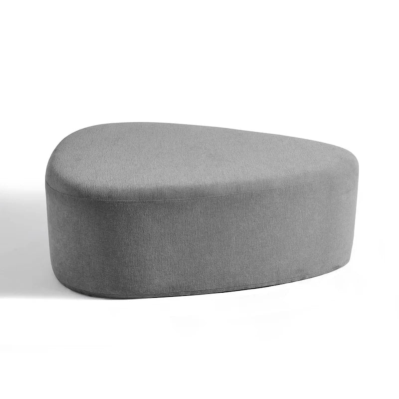 Ottoman rembourré en triangle arrondi de 43 po, grand pouf en tissu