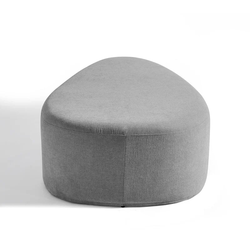 Ottoman rembourré en triangle arrondi de 43 po, grand pouf en tissu