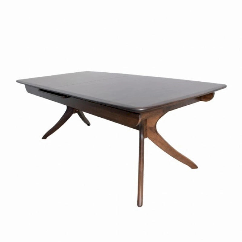 Table à manger de 82 à 102 pouces, pieds courbés, extensible, en bois massif marron