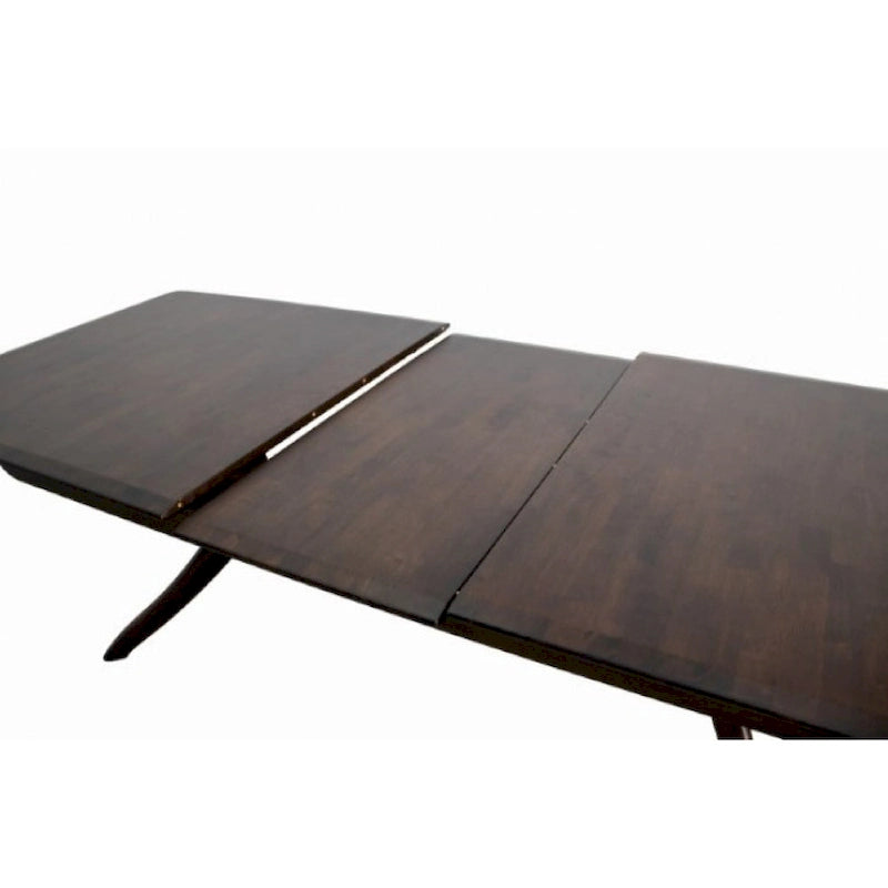 Table à manger de 82 à 102 pouces, pieds courbés, extensible, en bois massif marron