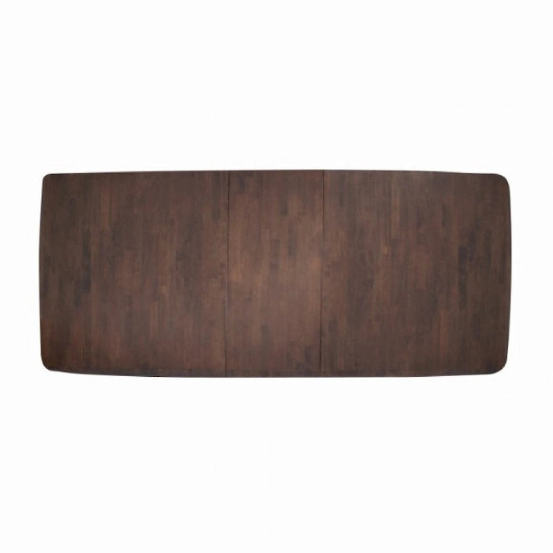 Table à manger de 82 à 102 pouces, pieds courbés, extensible, en bois massif marron