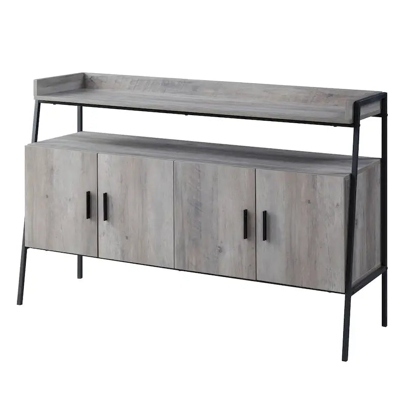 Meuble TV industriel de 132 cm avec étagère et pieds en métal