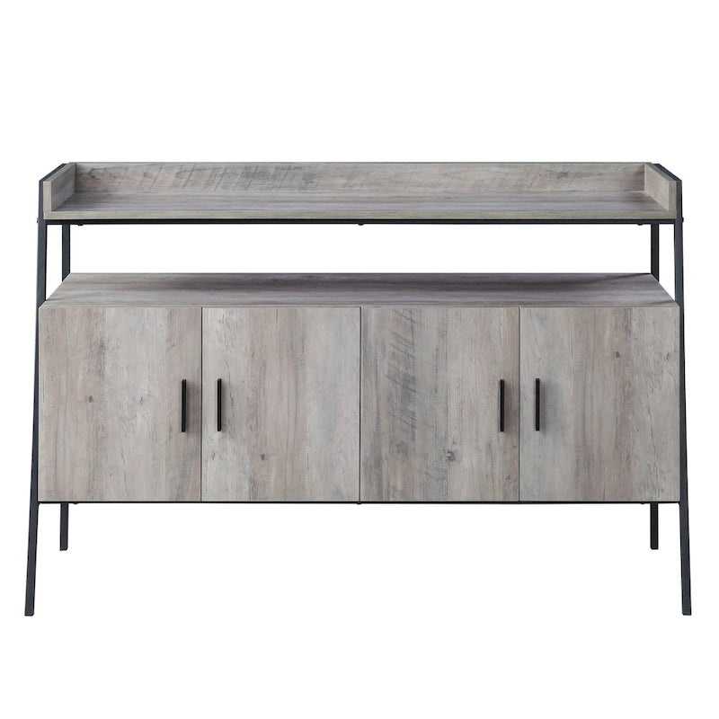 Meuble TV industriel de 132 cm avec étagère et pieds en métal