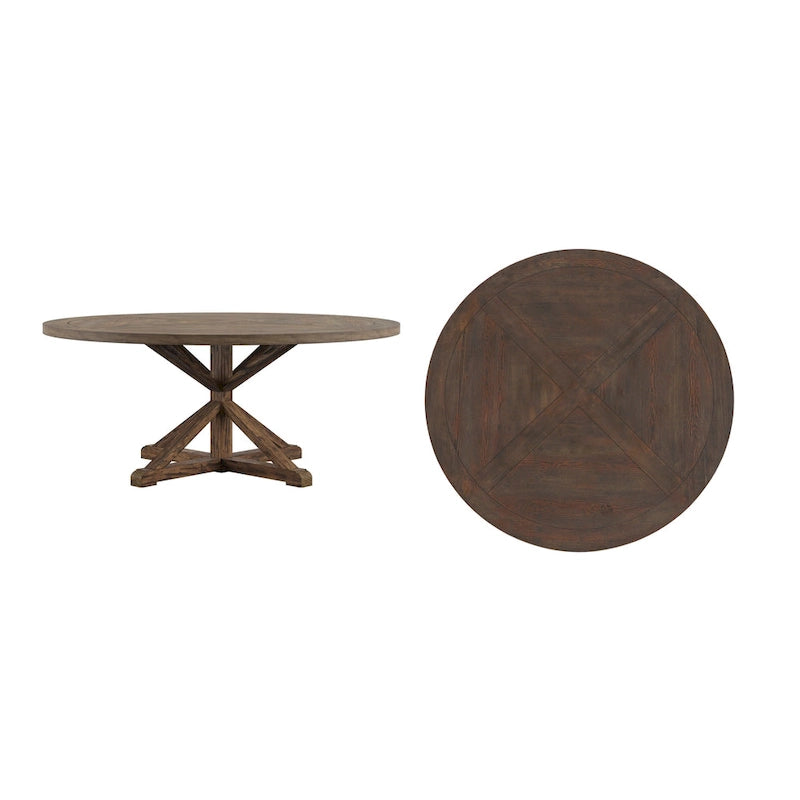 Table de salle à manger ronde Krakova Rustic avec base en X en pin