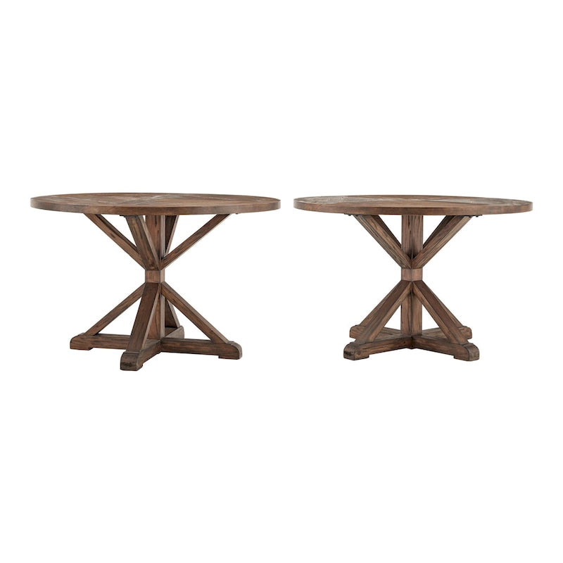 Table de salle à manger ronde Krakova Rustic avec base en X en pin
