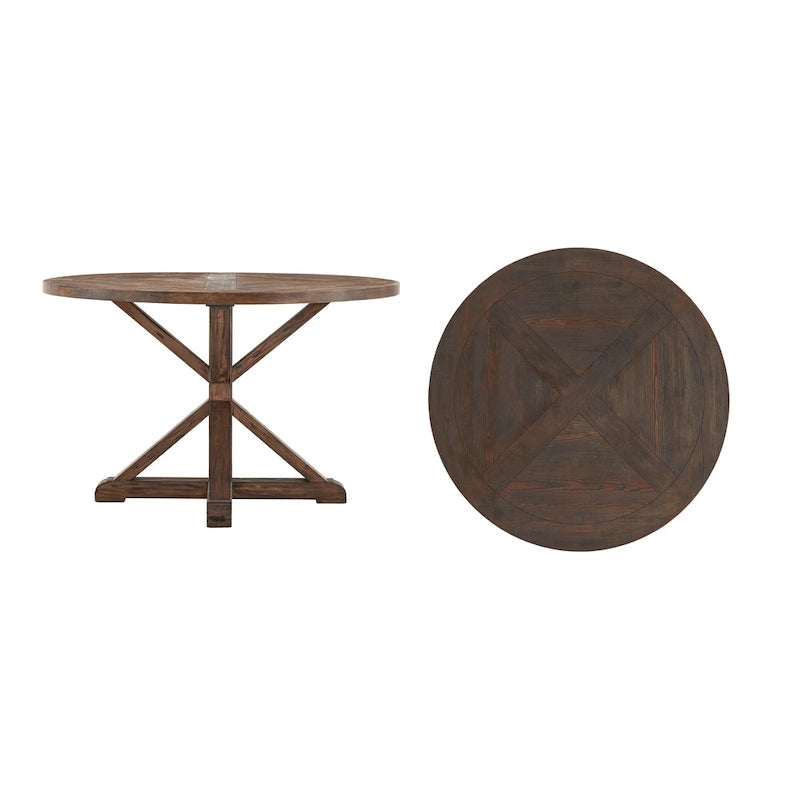 Table de salle à manger ronde Krakova Rustic avec base en X en pin