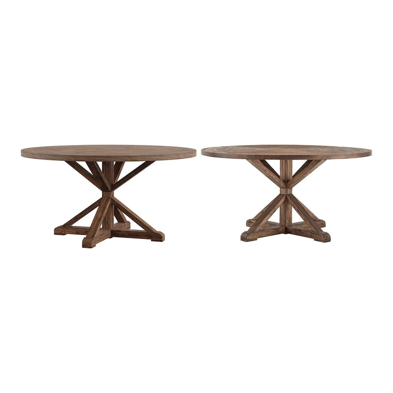 Table de salle à manger ronde Krakova Rustic avec base en X en pin