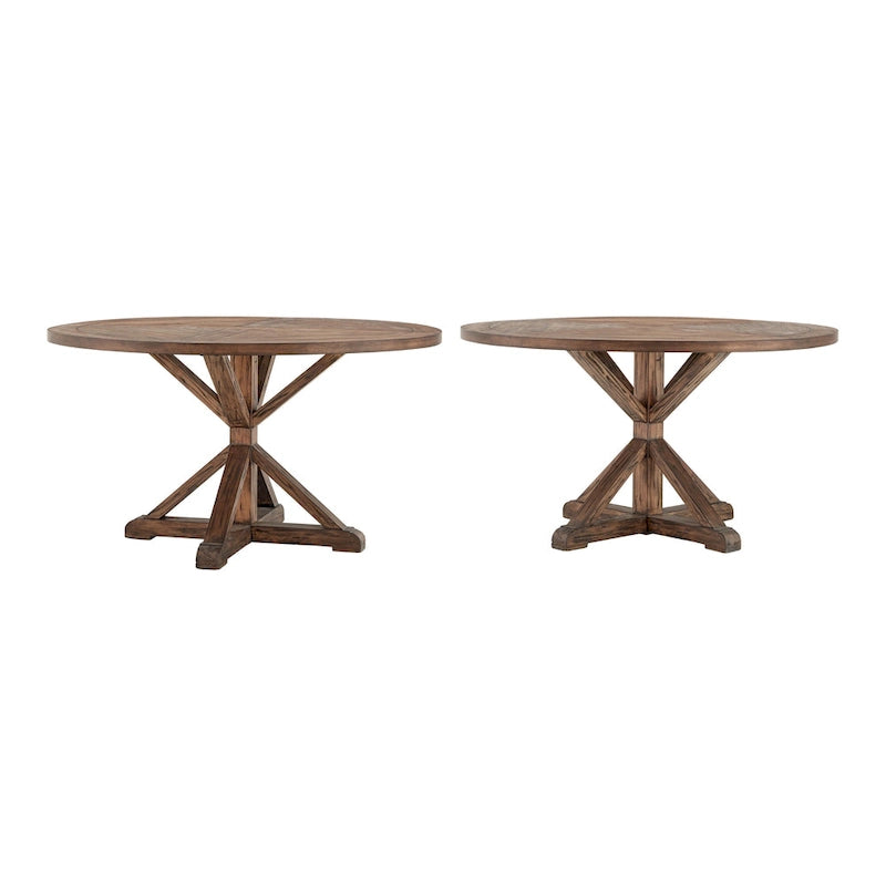Table de salle à manger ronde Krakova Rustic avec base en X en pin