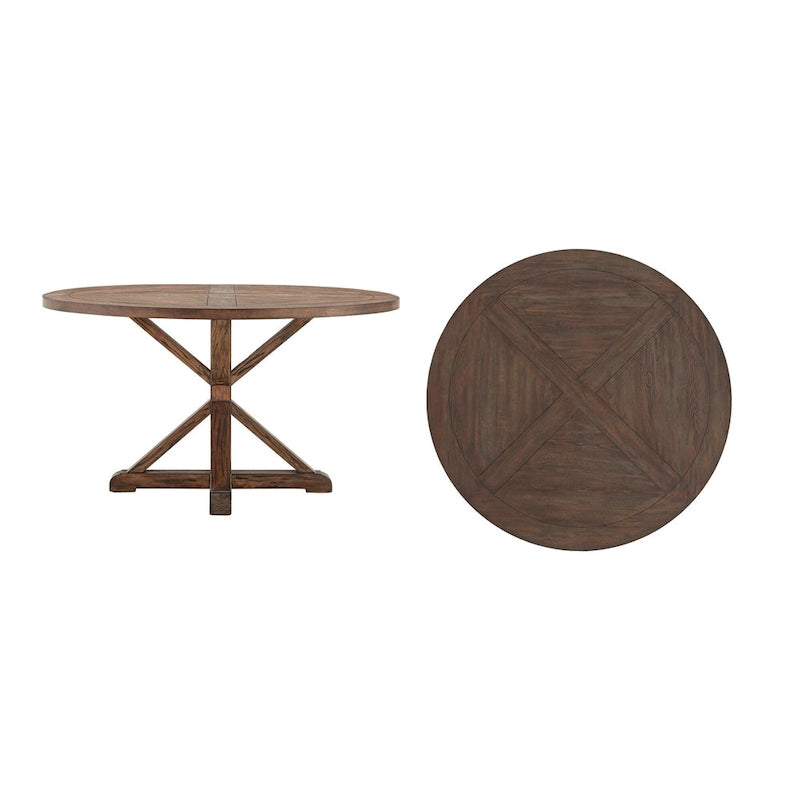 Table de salle à manger ronde Krakova Rustic avec base en X en pin