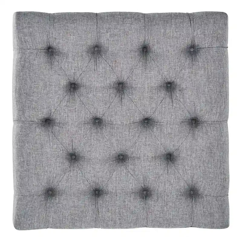 Pouf/table basse capitonné avec rangement à balustres
