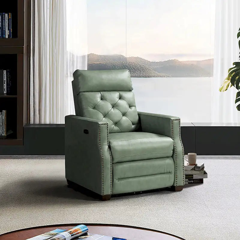 Fauteuil inclinable électrique en cuir véritable de 31,50 po avec port USB