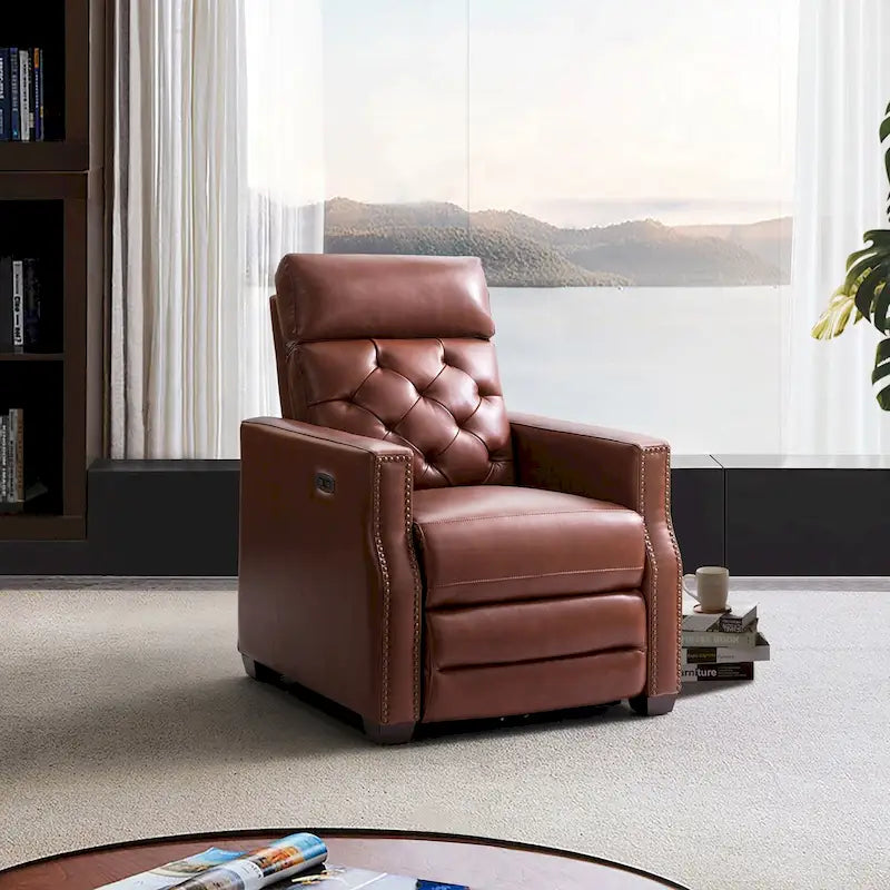 Fauteuil inclinable électrique en cuir véritable de 31,50 po avec port USB