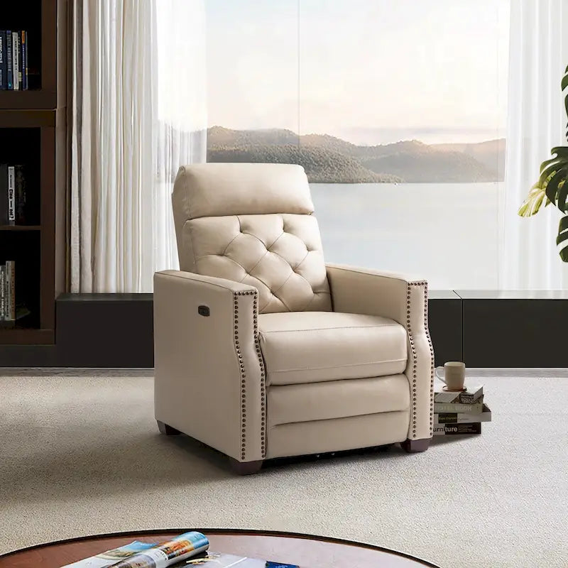 Fauteuil inclinable électrique en cuir véritable de 31,50 po avec port USB