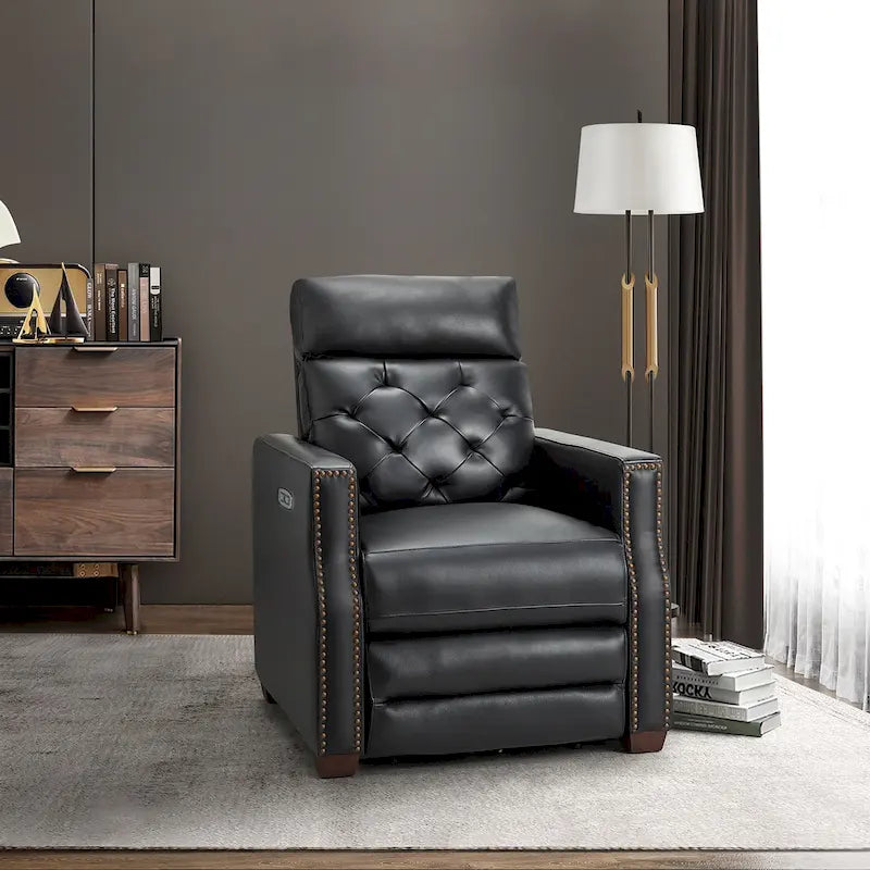 Fauteuil inclinable électrique en cuir véritable de 31,50 po avec port USB