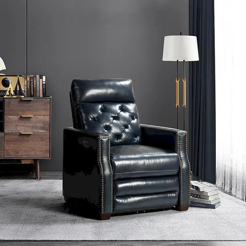 Fauteuil inclinable électrique en cuir véritable de 31,50 po avec port USB