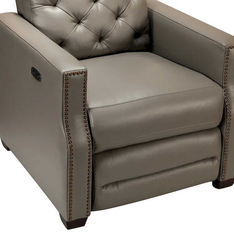 Fauteuil inclinable électrique en cuir véritable de 31,50 po avec port USB