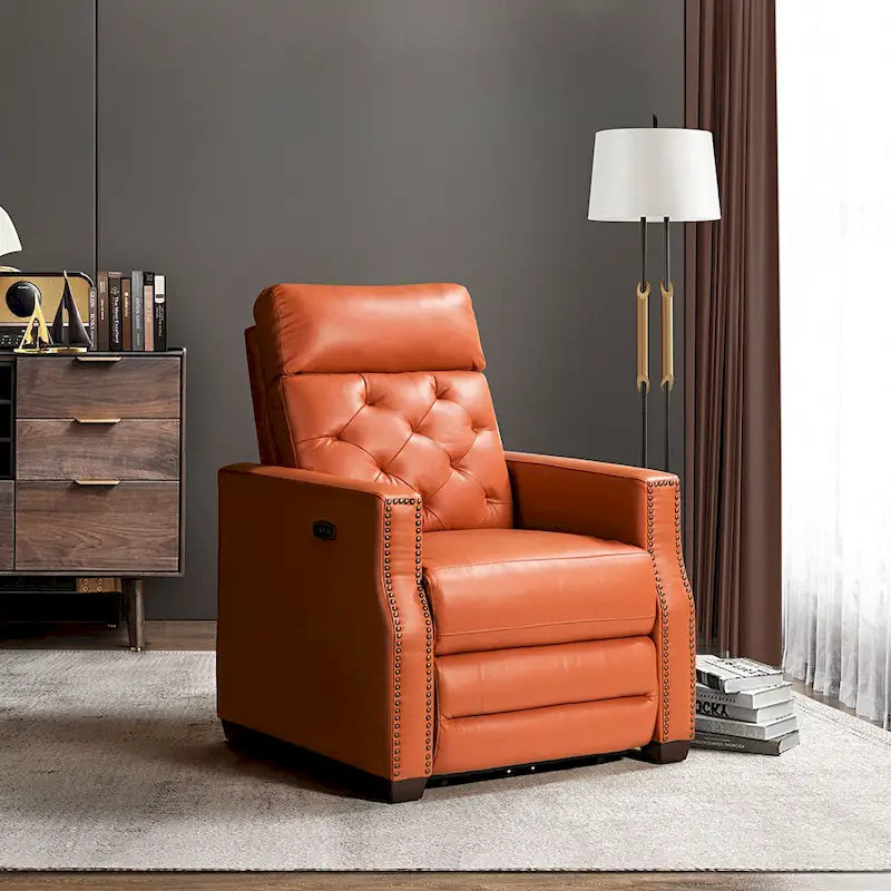 Fauteuil inclinable électrique en cuir véritable de 31,50 po avec port USB
