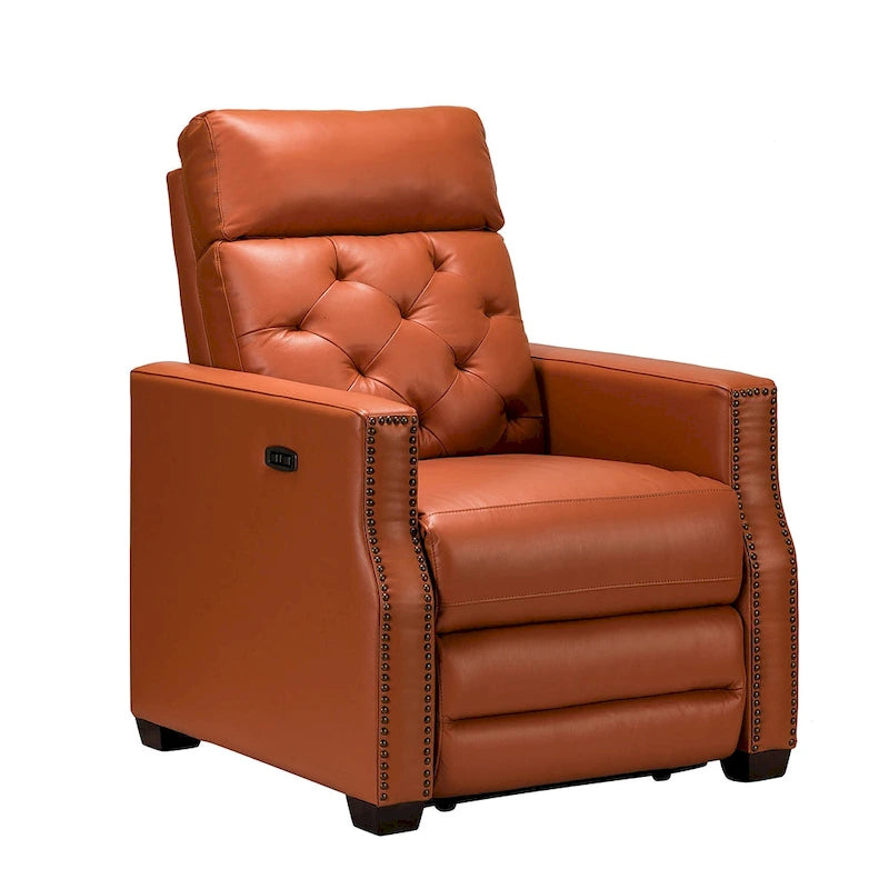 Fauteuil inclinable électrique en cuir véritable de 31,50 po avec port USB