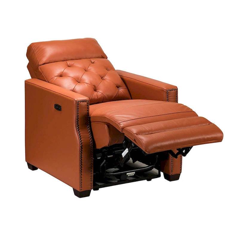 Fauteuil inclinable électrique en cuir véritable de 31,50 po avec port USB