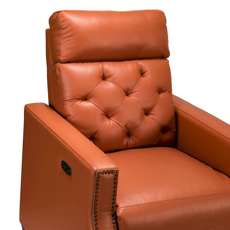 Fauteuil inclinable électrique en cuir véritable de 31,50 po avec port USB