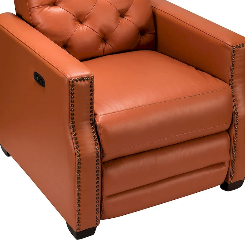 Fauteuil inclinable électrique en cuir véritable de 31,50 po avec port USB