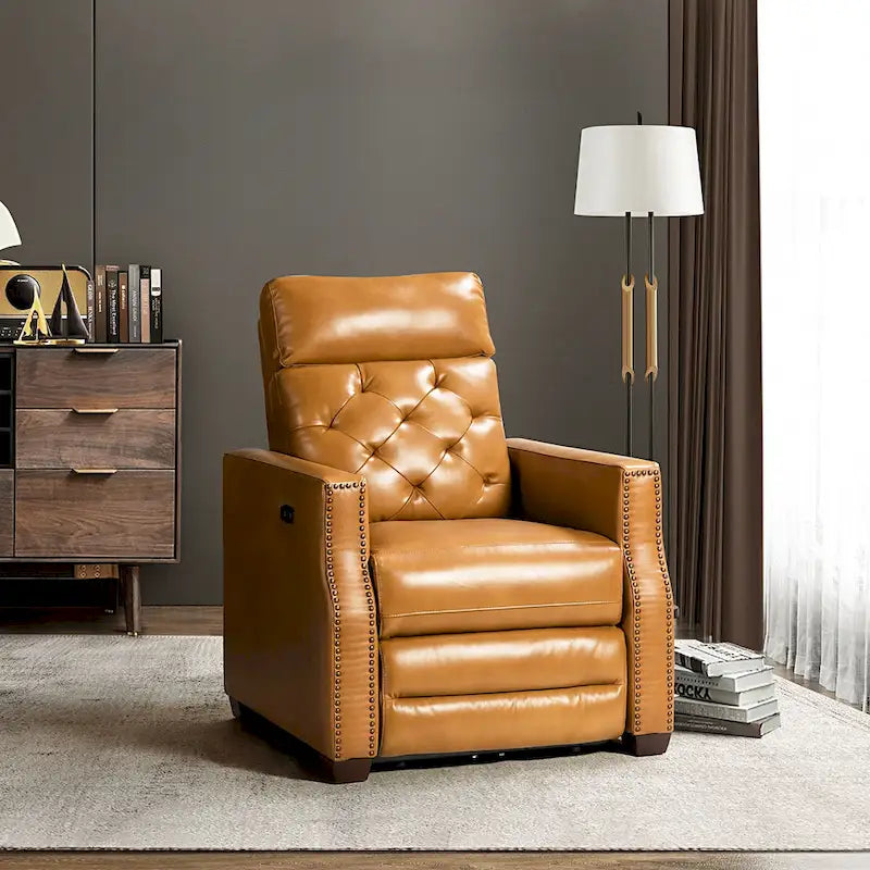 Fauteuil inclinable électrique en cuir véritable de 31,50 po avec port USB