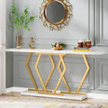 Console extra longue de 180 cm avec plateau en faux marbre et cadre doré