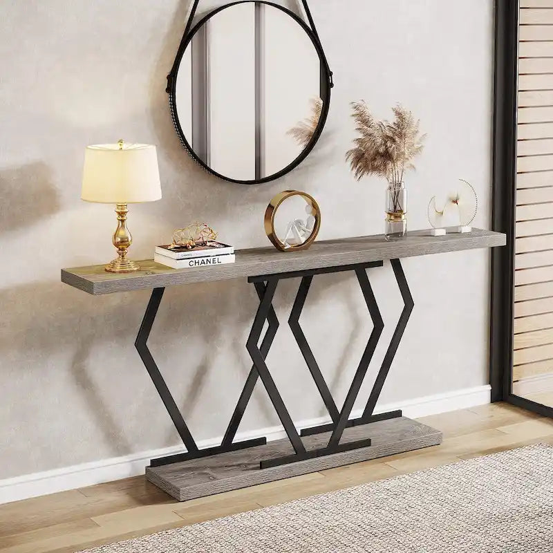 Console extra longue de 180 cm avec plateau en faux marbre et cadre doré