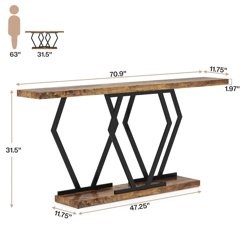 Console extra longue de 180 cm avec plateau en faux marbre et cadre doré