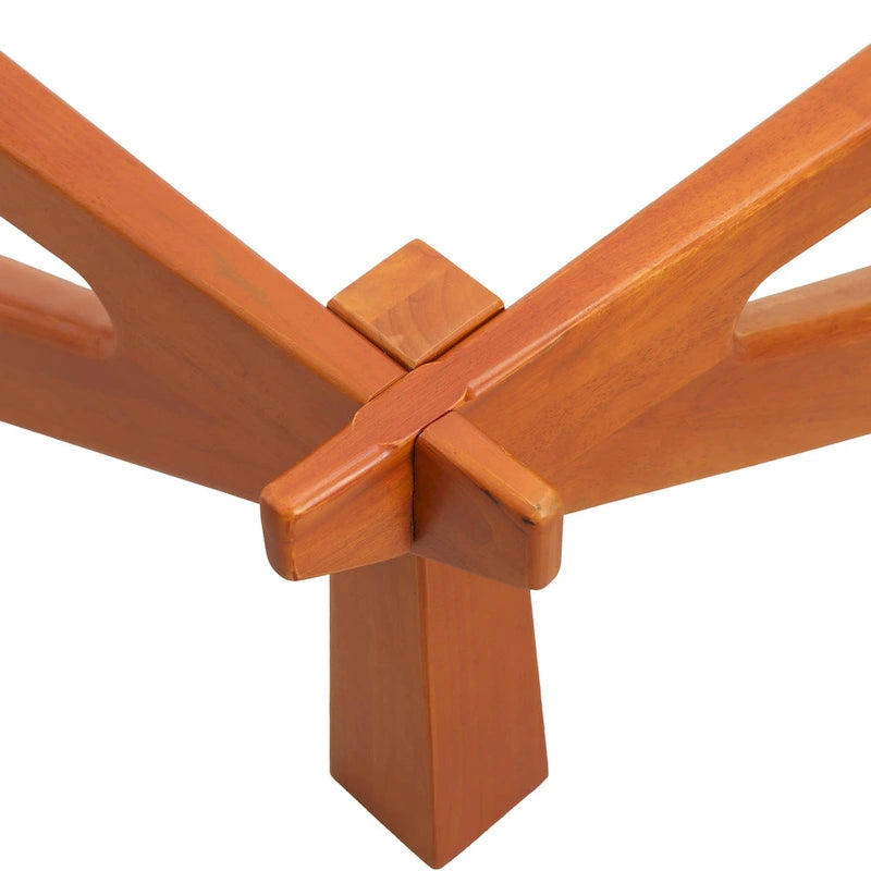 Table basse triangulaire d'appoint milieu de siècle moderne avec plateau en verre et base en bois pour salon