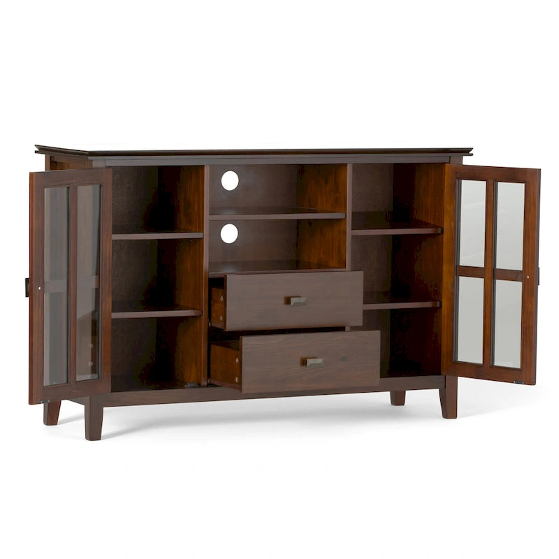 Meuble TV multimédia en bois massif de 53 po