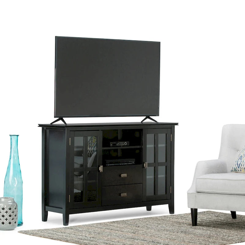 Meuble TV multimédia en bois massif de 53 po