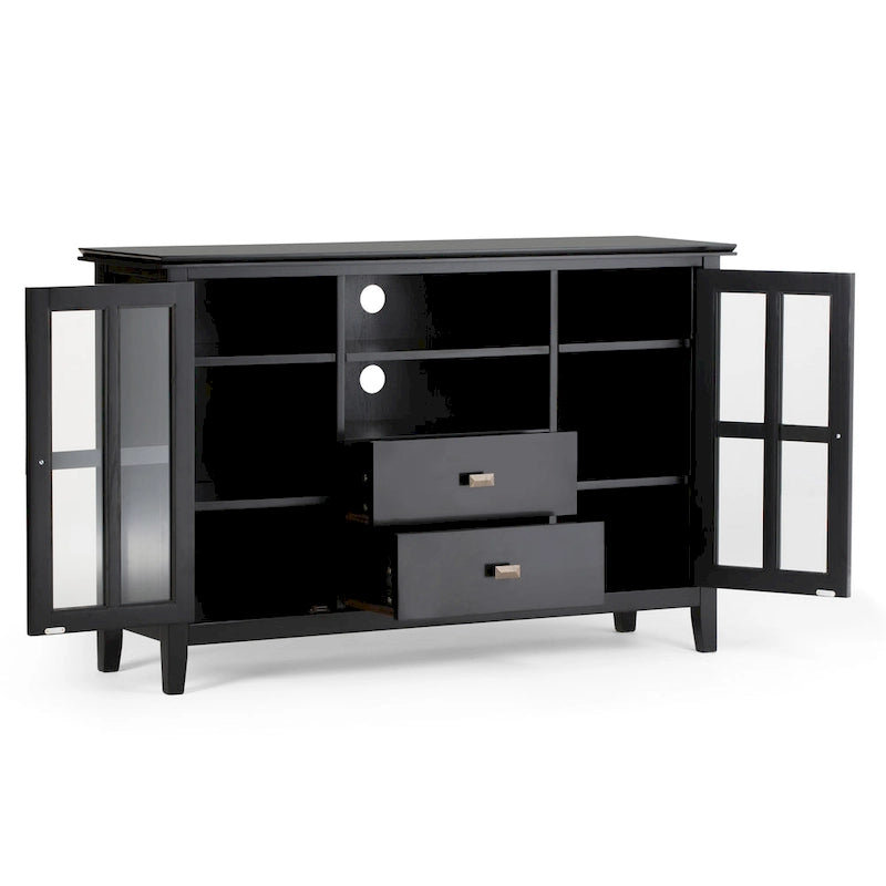 Meuble TV multimédia en bois massif de 53 po