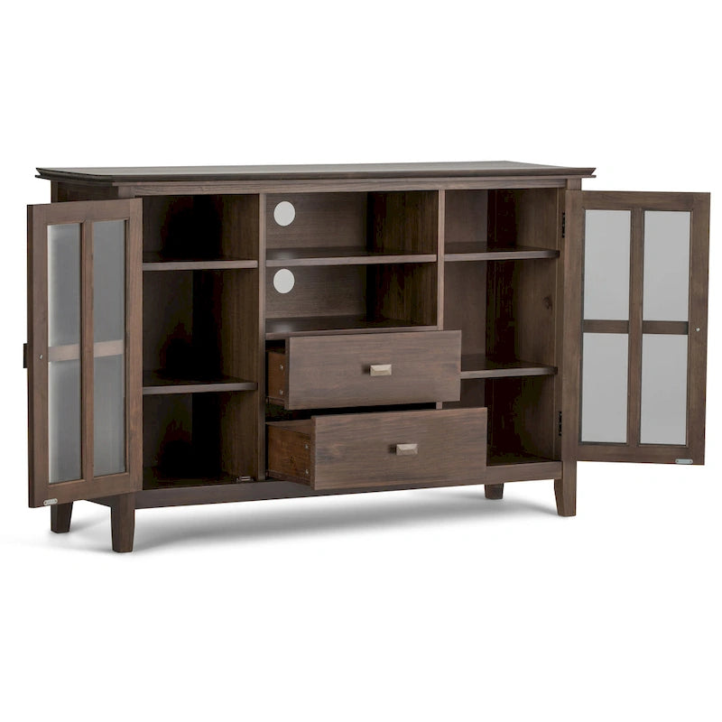 Meuble TV multimédia en bois massif de 53 po