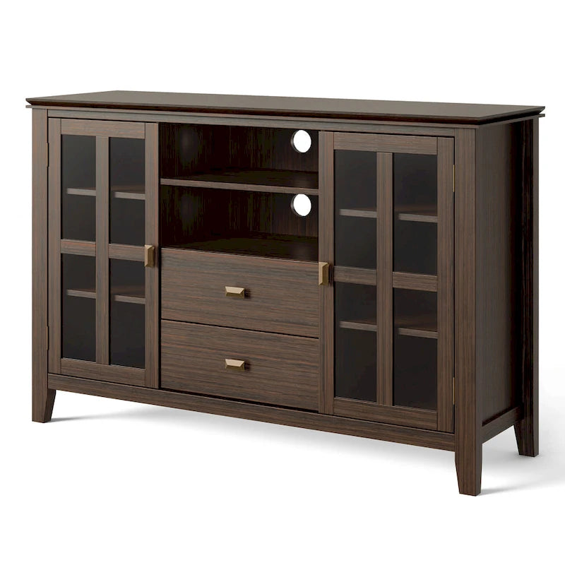 Meuble TV multimédia en bois massif de 53 po